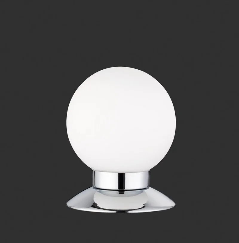 LED Tischleuchte Princess, LED fest integriert, Warmweiß, Nachttischlampe, Glaschirm Kugelform, Touch Dimmer, warmweiß 3000 K von Reality in Silber – Produktfoto