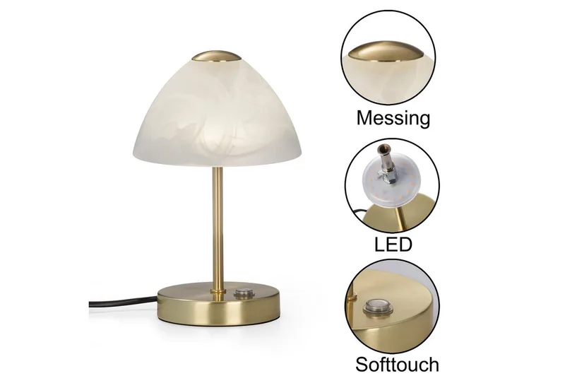 LED Tischleuchte Queen, Dimmfunktion, LED fest integriert, Warmweiß, Tischlampe mit 4 fach TOUCH-Dimmer in klassischem Design de Reality en Or – photo produit