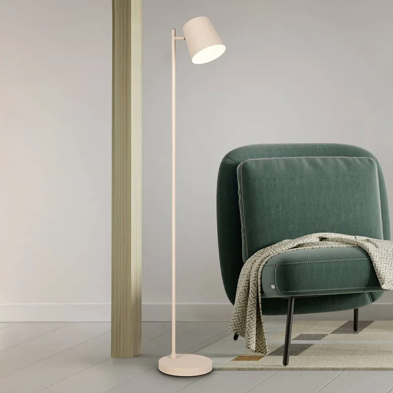 LED vloerlamp Blake, zand, metaal, dimbaar fra Reality i Zand, Metaalachtig, Hvid – produktbillede
