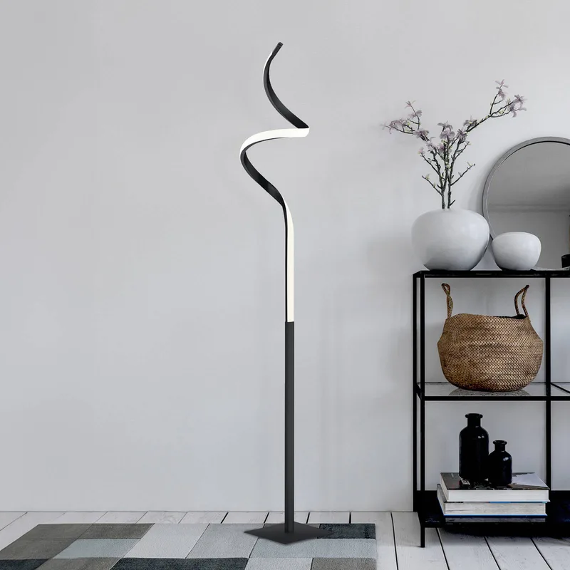LED vloerlamp Course, mat zwart, 3.000 K, hoogte 145 cm från Reality i Matzwart, Opaal – produktbild