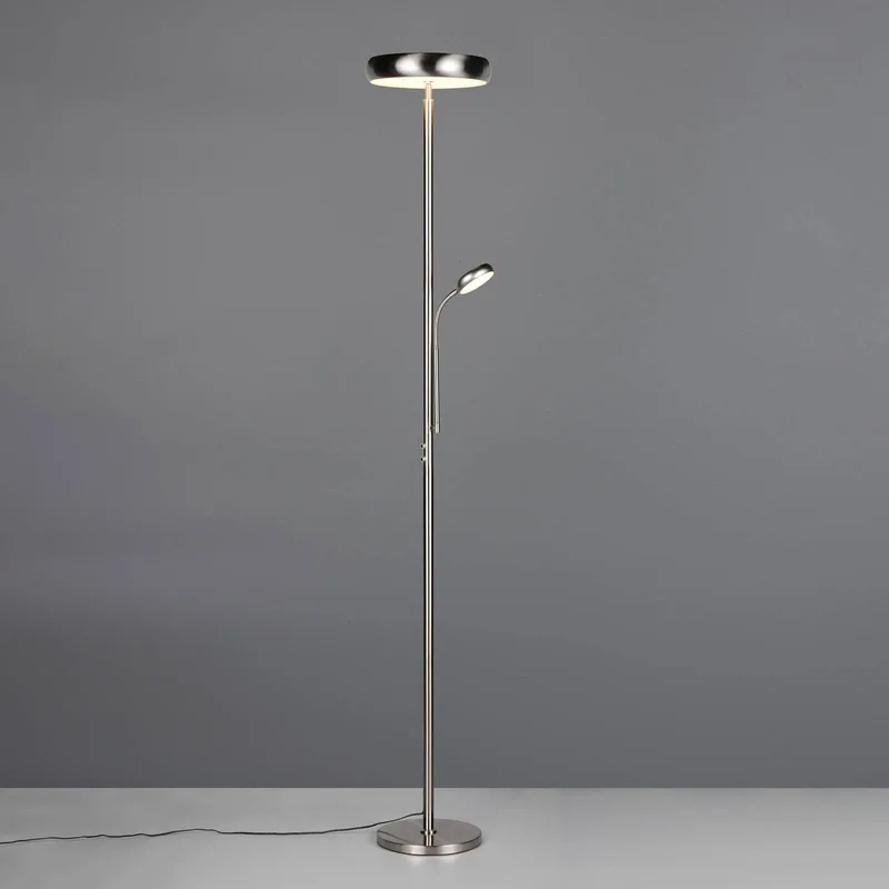 LED vloerlamp Palermo, afstandsbediening, geheugen fra Reality i Nikkel mat – produktbillede