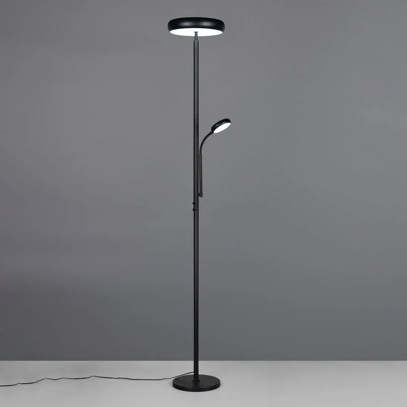 LED vloerlamp Palermo, afstandsbediening, geheugen fra Reality i Zwart mat – produktbillede