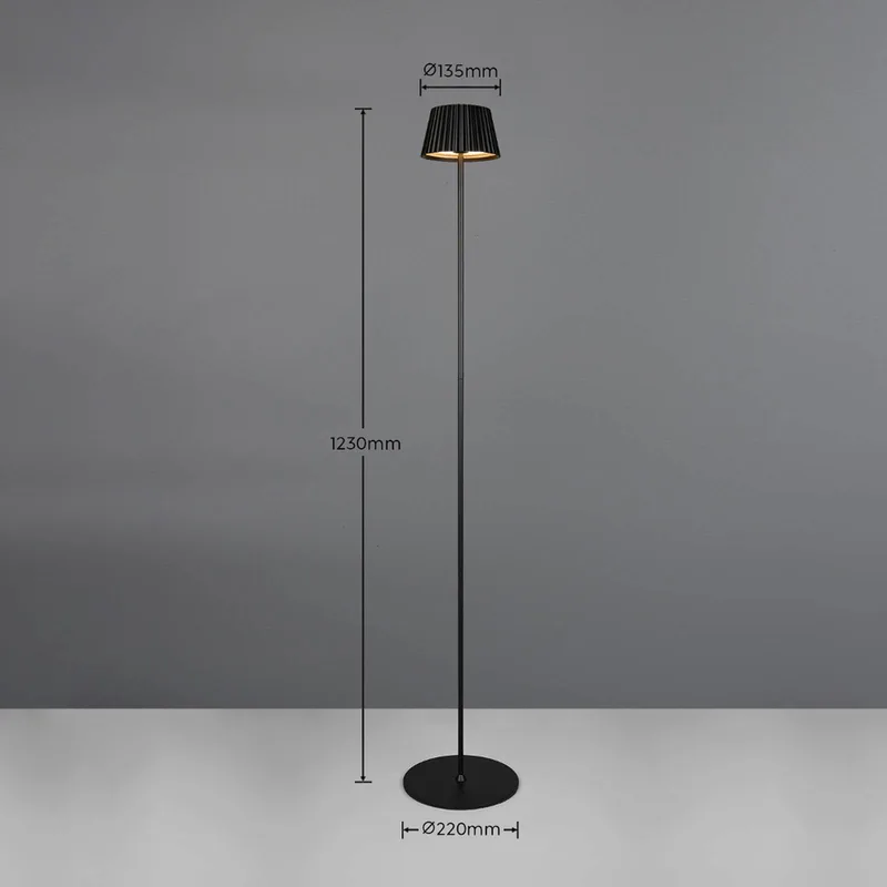 LED vloerlamp Suarez, zwart, hoogte 123 cm, metaal fra Reality i Zwart mat – produktbillede