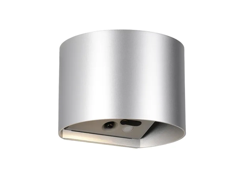 LED Wandleuchte, Bewegungsmelder, LED fest integriert, Warmweiß, Akku ohne Strom-Anschluss kabel-los innen mit Bewegungsmelder, H: 10cm by Reality in Grey, Silver – product photo