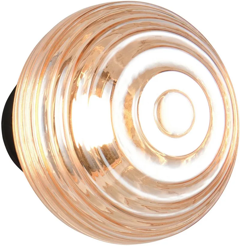 LED Wandleuchte EARL, runde Akku Wandlampe mit Touchdimmer, USB-Anschluss Ø 15,5cm, Dimmfunktion, USB-Ladefunktion, mehrere Helligkeitsstufen, LED fest integriert, Warmweiß, Akku Wandlampe Glasschirm, einfache Wandbefestigung, Tiefe 15 cm de Reality en Orange – photo produit