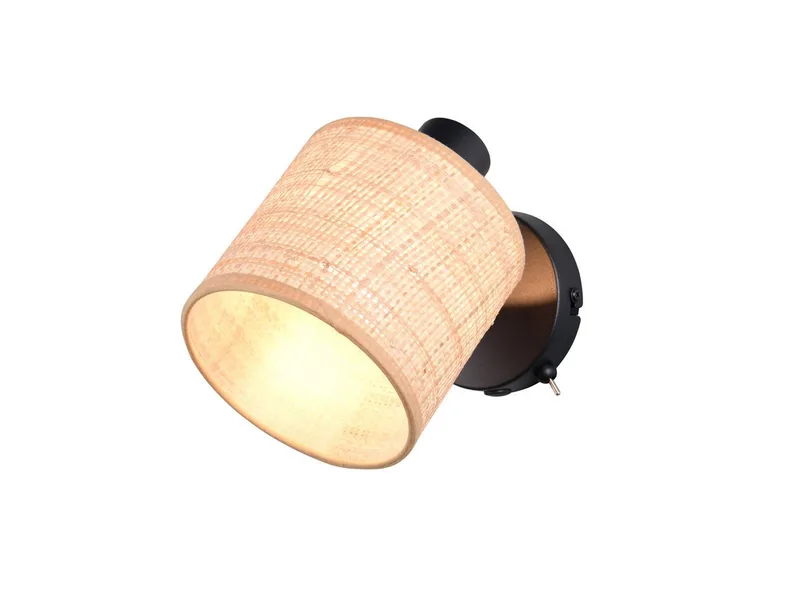 LED Wandstrahler, Dimmfunktion, LED wechselbar, über Schalter in 3 Stufen dimmbar, warmweiß, Boho Wand-leuchte innen mit Schalter Bett-lampe Licht-strahler, H 22cm de Reality en Beige – photo produit
