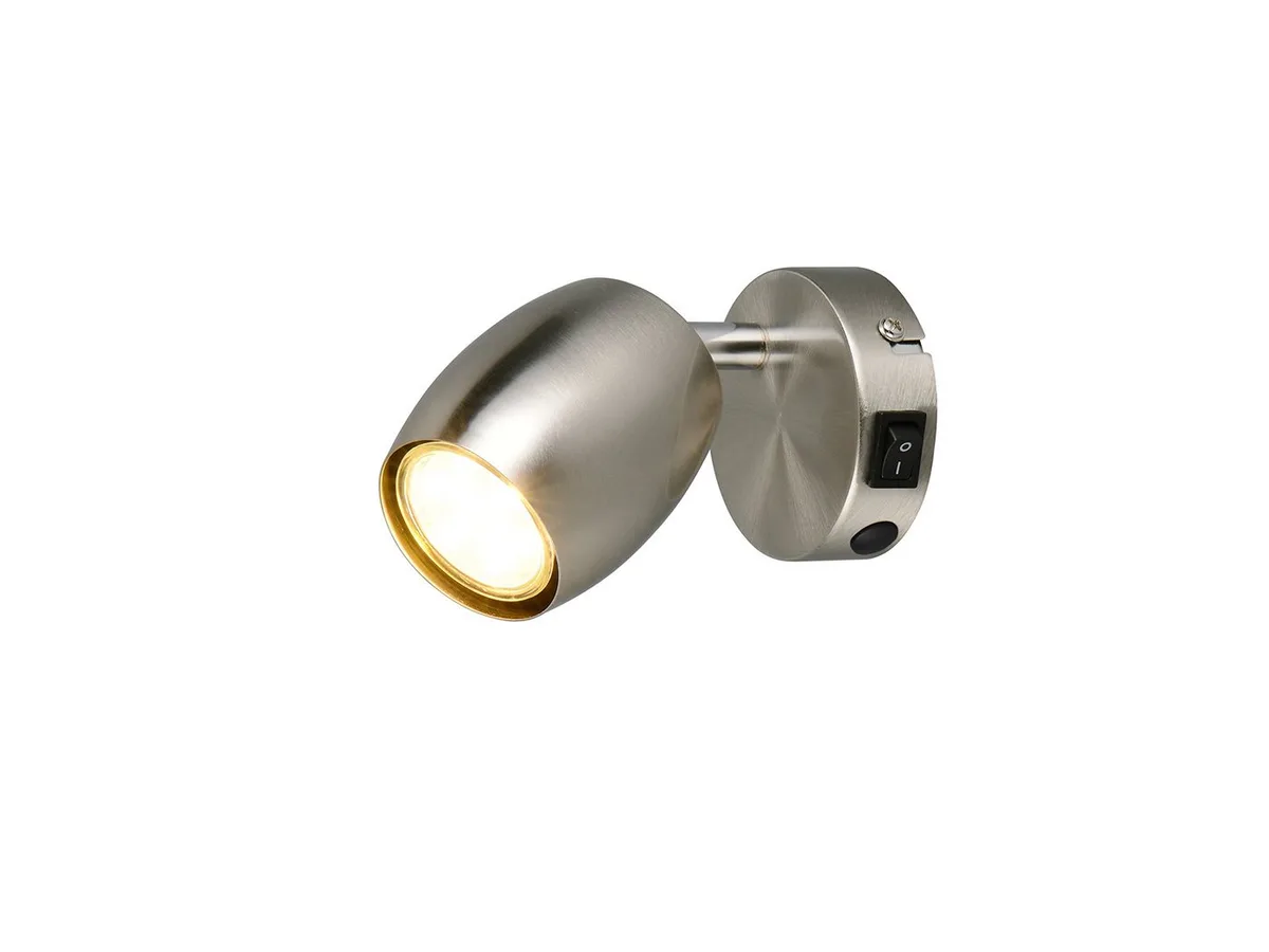 LED Wandstrahler, Dimmfunktion, LED wechselbar, Warmweiß, Innen Wandleuchte aus Metall mit Schalter, Spot schwenkbar, Höhe 14cm de Reality en Argent – photo produit