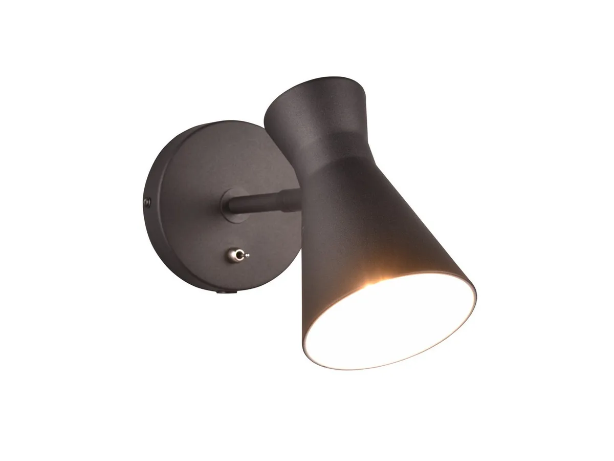 LED Wandstrahler, Dimmfunktion, LED wechselbar, Warmweiß, innen, Wandleuchte-n mit Schalter, Stecker & Kabel, Höhe 16cm de Reality en Noir – photo produit