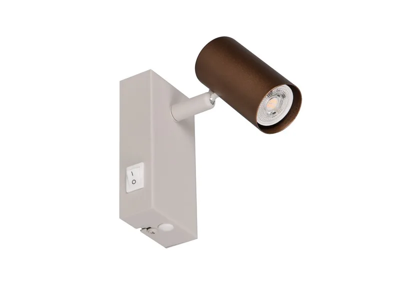 LED Wandstrahler mit Schalter, Spot schwenkbar Breite 6cm, Leuchtmittel dimmbar, LED wechselbar, Warmweiß, Wandspot innen mit GU10 Leuchtmittel von Reality in Braun, Grau – Produktfoto