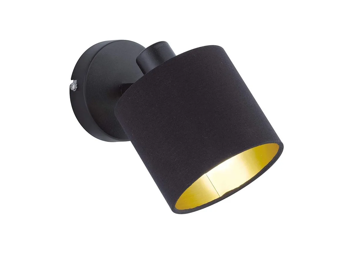 LED Wandstrahler mit Stoffschirm inkl. E14 LED Ø 12cm, dimmbar, LED wechselbar, Warmweiß, innen Wandleuchte, Spot schwenkbar, Wandbeleuchtung Wohnzimmer & Flur von Reality in Schwarz – Produktfoto