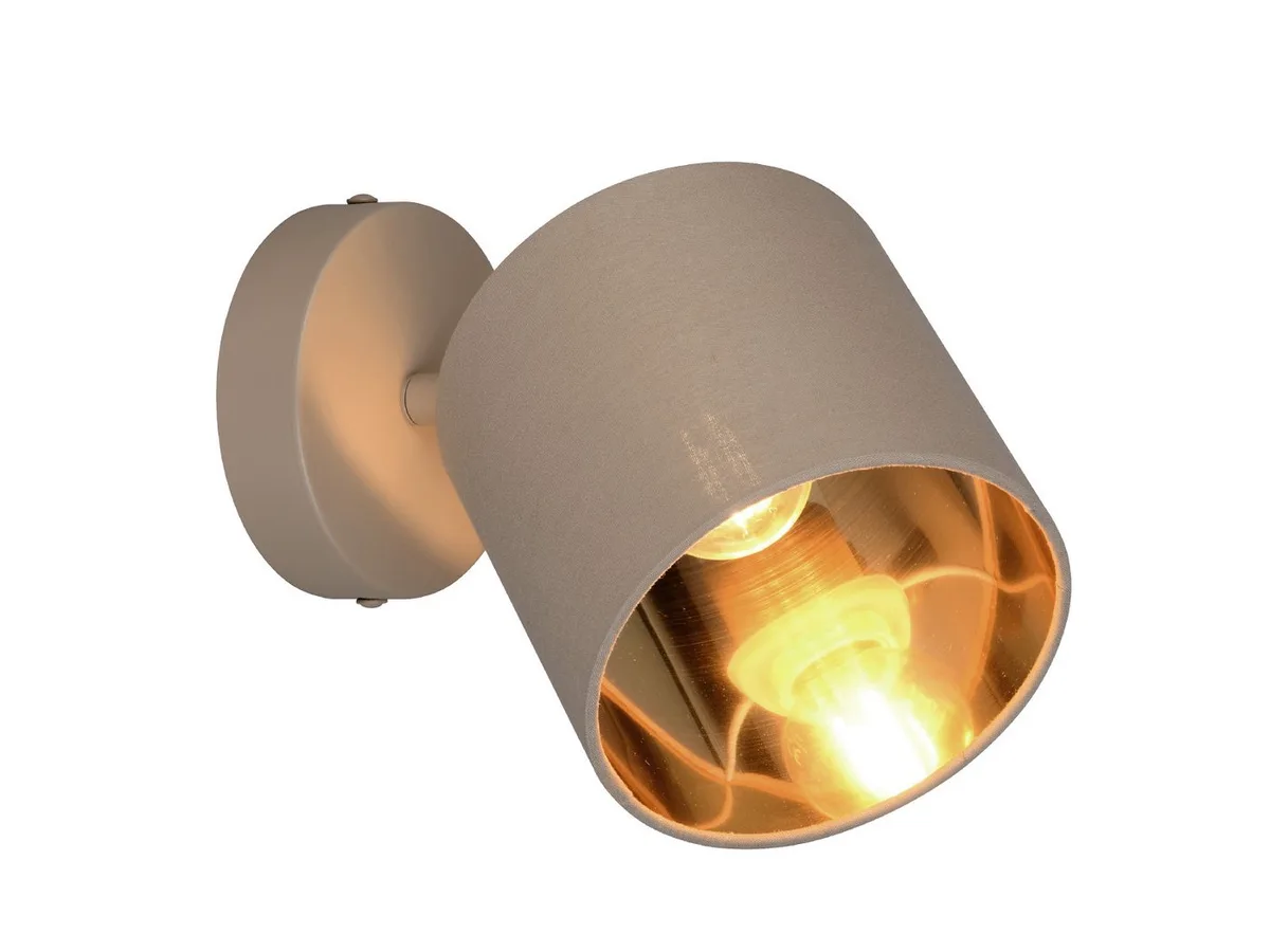 LED Wandstrahler mit Stoffschirm inkl. E14 LED Ø 12cm, dimmbar, LED wechselbar, Warmweiß, innen Wandleuchte, Spot schwenkbar, Wandbeleuchtung Wohnzimmer & Flur von Reality in Beige, Braun – Produktfoto
