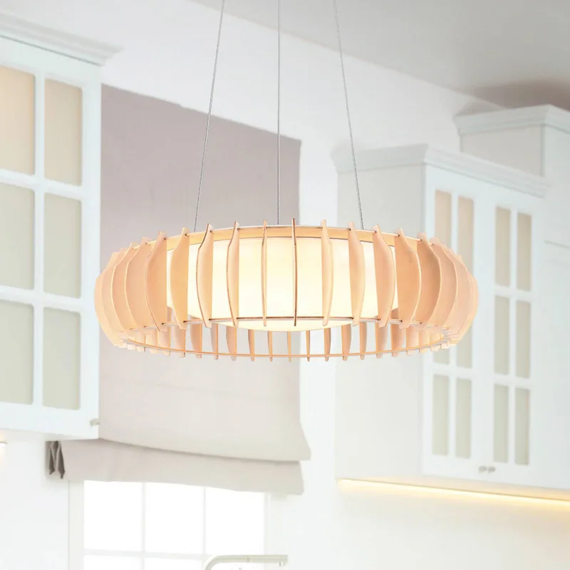 Monte LED hanglamp, Ø 60 cm, licht hout, hout, CCT de Reality en Licht hout, Blanc – photo produit