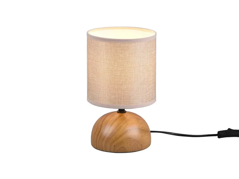 Nachttischlampe Keramik-Fuß & Stoffschirm Höhe 23cm, dimmbar, LED wechselbar, Warmweiß, kleine Tischlampe für Fensterbank, Tischleuchte inkl. E14 LED de Reality en Beige, Marron – photo produit