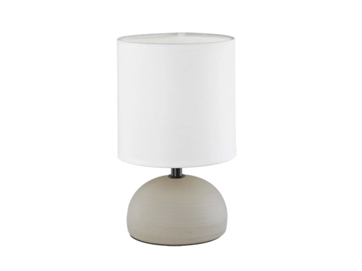 Nachttischlampe Keramik-Fuß & Stoffschirm Höhe 23cm, dimmbar, LED wechselbar, Warmweiß, kleine Tischlampe für Fensterbank, Tischleuchte inkl. E14 LED de Reality en Beige – photo produit