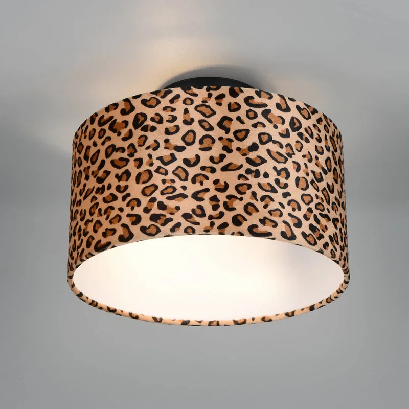 Plafondlamp Pardina, bruin gevlekt/zwart, Ø 30 cm metaal de Reality en Marron, Noir – photo produit