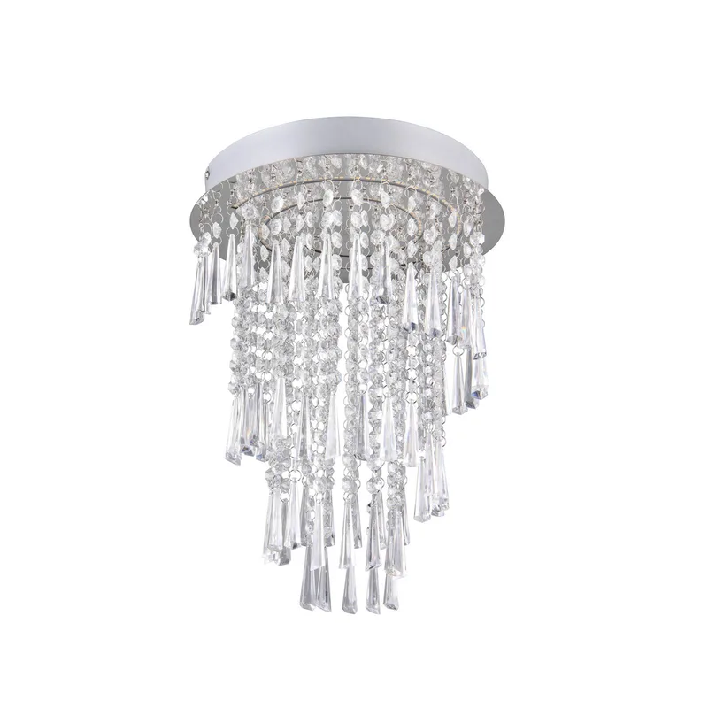 Plafondlamp Pomp, Ø 30 cm, chroom, acryl/metaal, CCT fra Reality i Krom, Helder – produktbillede