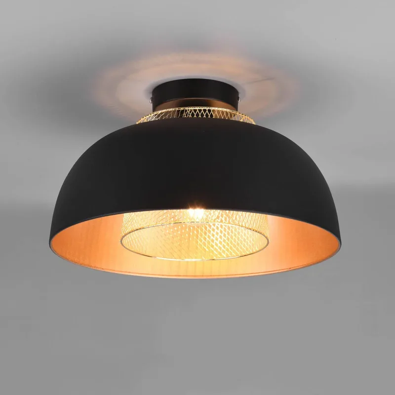 Plafondlamp Punch, zwart/goud, Ø 35 cm de Reality en Noir, Or – photo produit