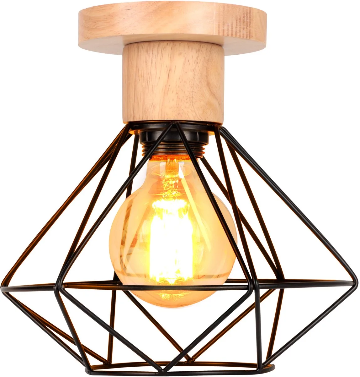 Plafondlamp Vintage Woonkamer E27 Plafondverlichting Industrieel Hout voor Slaapkamer de Reality en Noir – photo produit