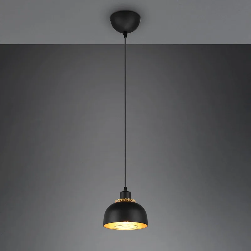 Hängeleuchte Punch schwarz/gold einflammig Ø 18 cm von Reality in Schwarz, Gold – Produktfoto