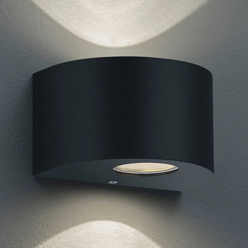 Runde LED-Außenwandleuchte Rosario, schwarz von Reality in Mat zwart – Produktfoto