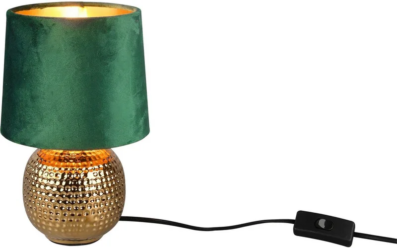 Schreibtischlampe Sophia, ohne Leuchtmittel, Nachttischlampe, Keramik Fuß mit Samtschirm de Reality en Vert – photo produit