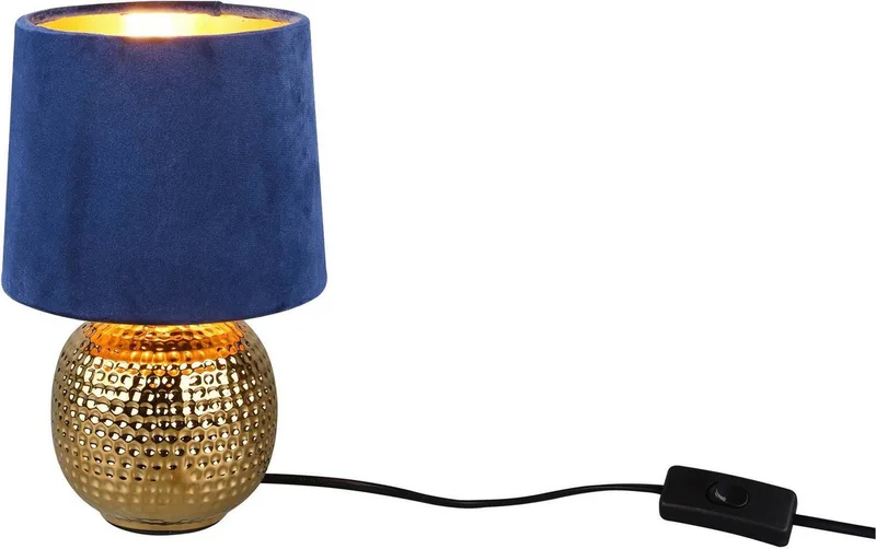Schreibtischlampe Sophia, ohne Leuchtmittel, Nachttischlampe, Keramik Fuß mit Samtschirm de Reality en Bleu – photo produit