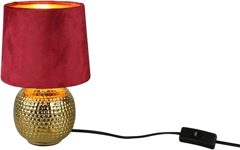 Schreibtischlampe Sophia, ohne Leuchtmittel, Nachttischlampe, Keramik Fuß mit Samtschirm de Reality en Rouge – photo produit