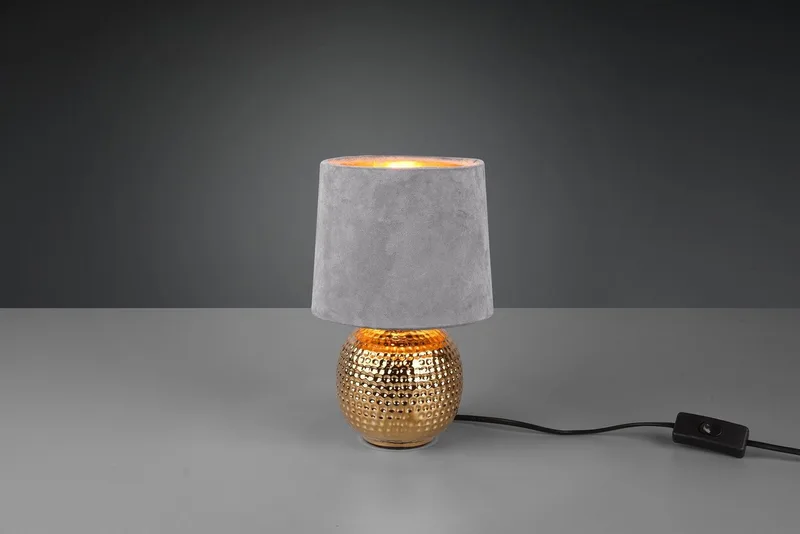 Schreibtischlampe Sophia, ohne Leuchtmittel, Nachttischlampe, Keramik Fuß mit Samtschirm fra Reality i Grå – produktbillede