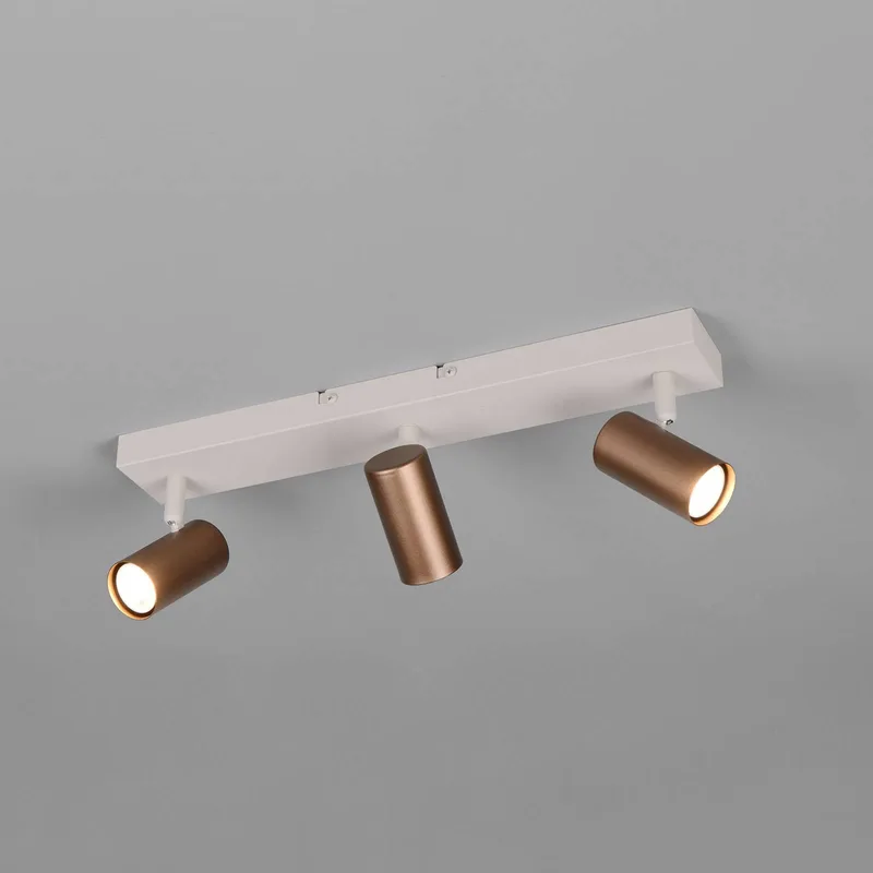 Spot Taryn, bruin, lengte 45 cm, 3-lamps, mini-GU10 de Reality en Marron, Blanc – photo produit