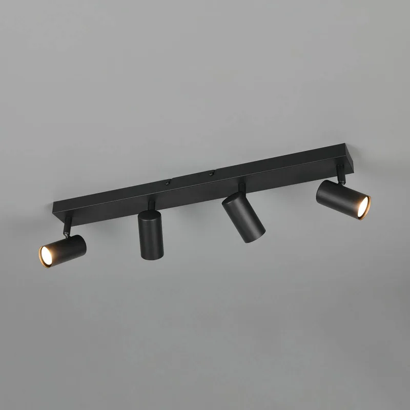 Spot Taryn, matzwart, lengte 62 cm, 4-lamps, mini-GU10 von Reality in Zwart mat – Produktfoto