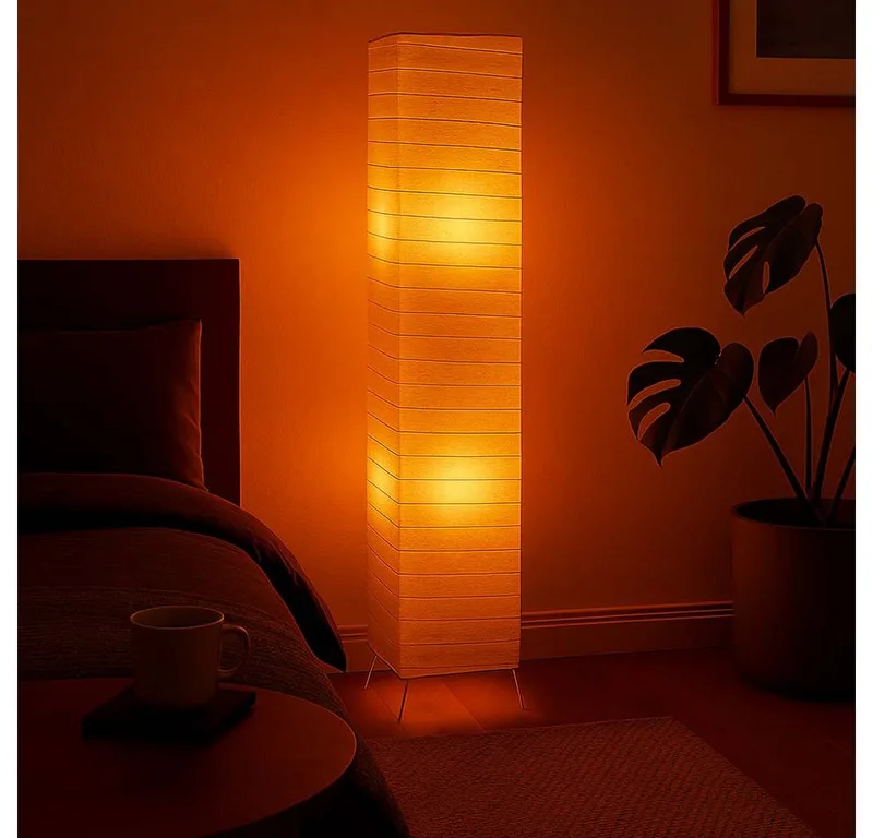 Stehlampe, Leuchtmittel nicht inklusive, Stehleuchte Papier Wohnzimmerleuchte Beistellleuchte Schlafzimmer de Reality en Blanc – photo produit