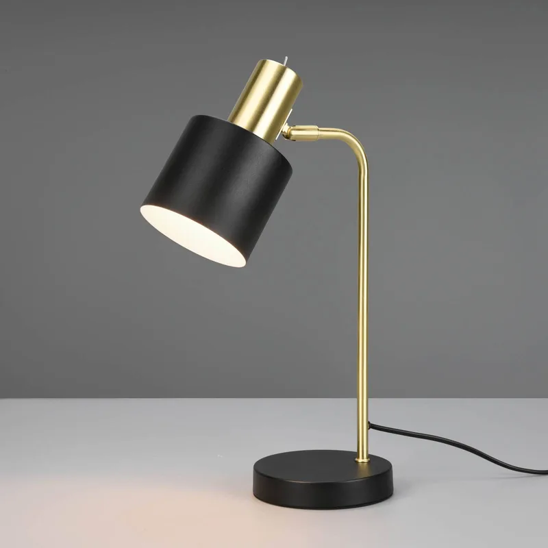 Tafellamp Adam, 1-lamp, zwart/goud von Reality in Mat zwart, Messing mat – Produktfoto