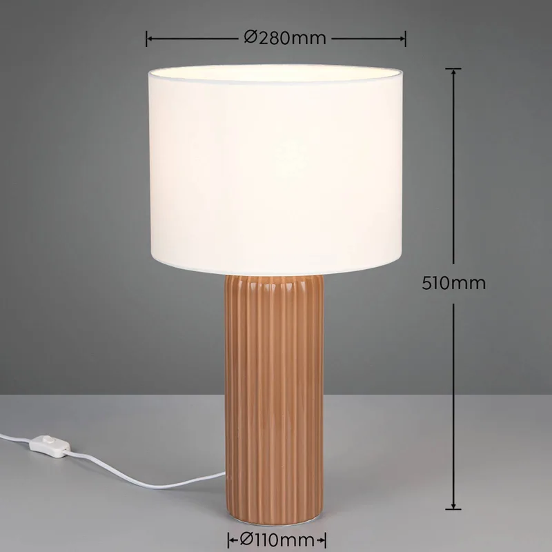 Tafellamp Blair, hoogte 51 cm, mokka, E27, keramiek by Reality in Mokka, White – product photo