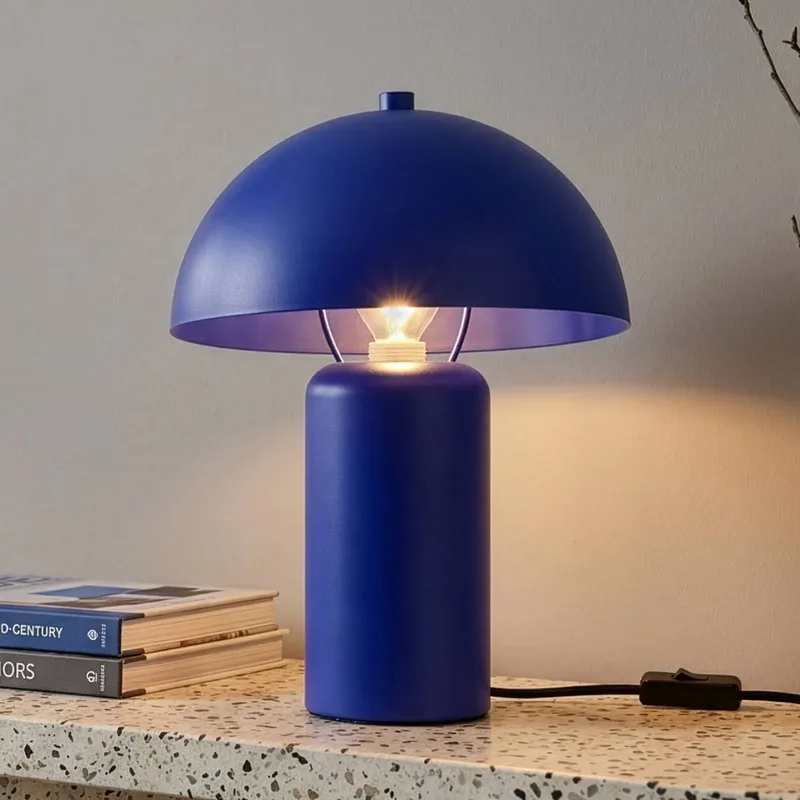 Tafellamp Enya, metaal, hoogte 25,5 cm, E14 von Reality in Blau – Produktfoto