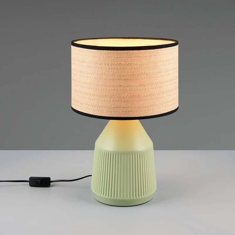 Tafellamp Formentera, groen/beige, hoogte 43 cm Keramiek/papier fra Reality i Grøn, Beige – produktbillede
