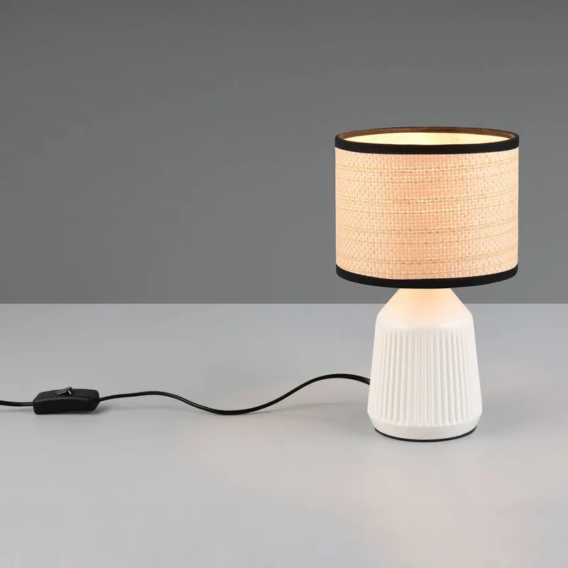 Tafellamp Formentera, wit/beige, hoogte 27 cm Keramiek/papier de Reality en Blanc, Beige – photo produit