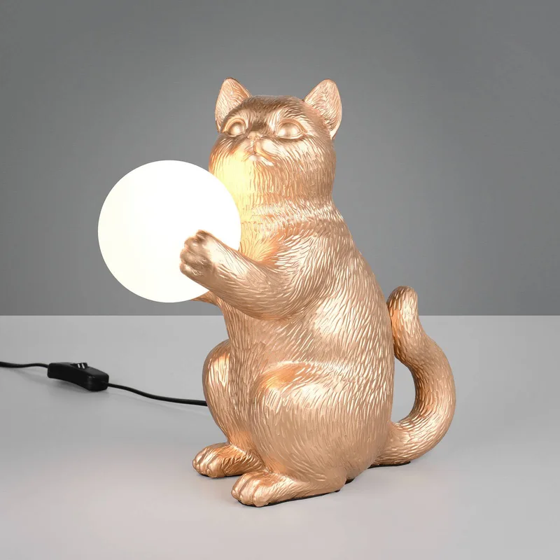 Tafellamp Gatio, goudkleurig, hoogte 30 cm, kunsthars, G9 fra Reality i Guld – produktbillede