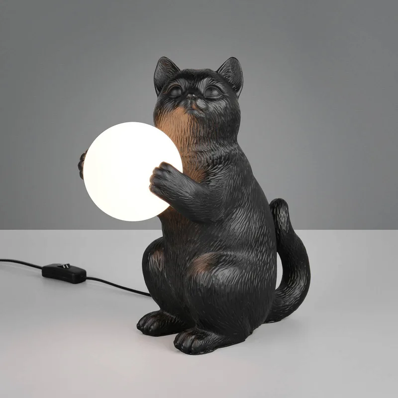 Tafellamp Gatio, hoogte 30 cm, kunsthars, G9 von Reality in Schwarz – Produktfoto