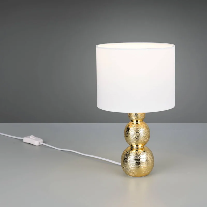 Tafellamp Lova, wit/goud, hoogte 29 cm, glas/keramiek, E27 de Reality en Blanc, Or – photo produit