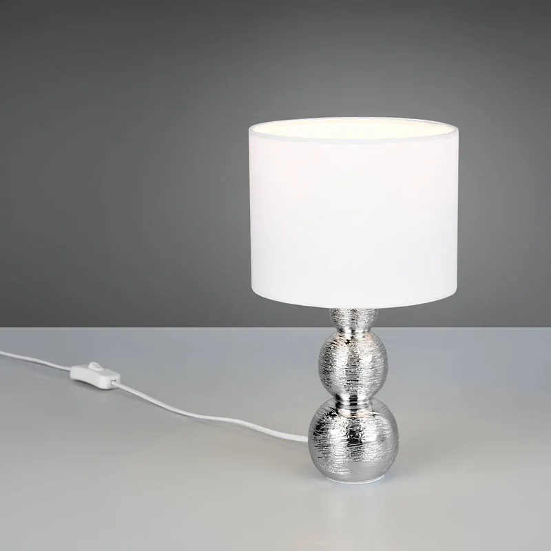 Tafellamp Lova, wit/zilver, hoogte 29 cm, glas/keramiek E27 de Reality en Blanc, Argent – photo produit