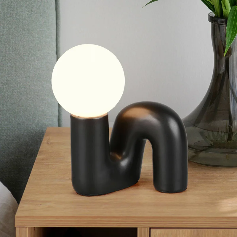 Tafellamp Quinn, hoogte 22 cm, keramiek/glas, G9 de Reality en Noir – photo produit