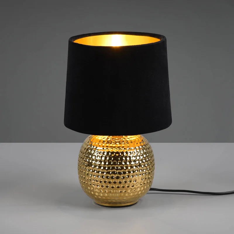 Tafellamp Sophia met keramische voet, zwart/goud de Reality en Or, Noir – photo produit