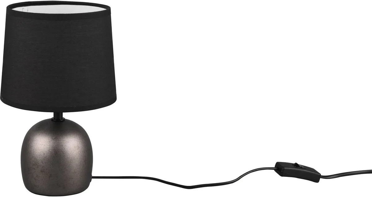 Tischleuchte MALU, Ein-/Ausschalter, ohne Leuchtmittel, E14-Leuchtmittel frei wählbar, Höhe 26 cm, Ø 16cm, mit Schnurschalter von Reality in Grau, Schwarz – Produktfoto