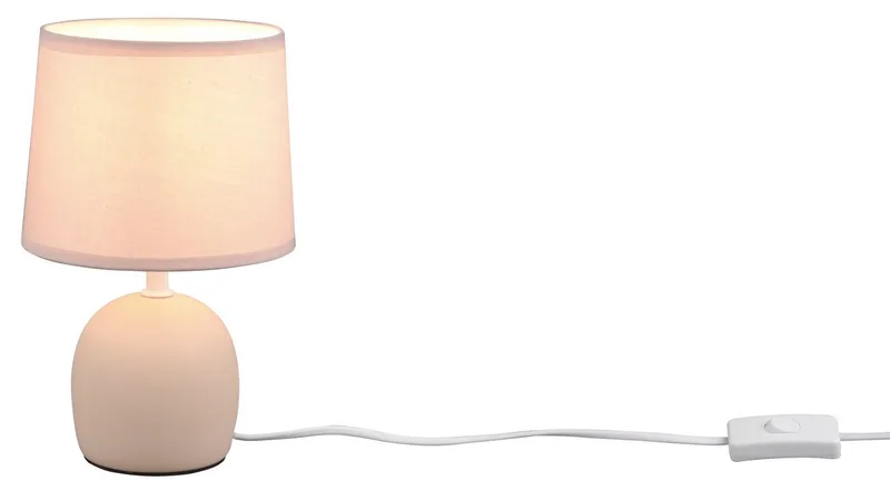 Tischleuchte MALU, Ein-/Ausschalter, ohne Leuchtmittel, E14-Leuchtmittel frei wählbar, Höhe 26 cm, Ø 16cm, mit Schnurschalter von Reality in Beige – Produktfoto
