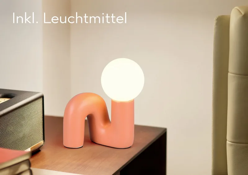 Tischleuchte QUINN, Keramik Tischlampe m. Glasschirm, Set inkl 2xG9 Leuchtmittel 3W, Ein-/Ausschalter, Leuchtmittel wechselbar, Warmweiß, Design Nachttischlampe, Schreibtischlampe Höhe 22cm, Glas Lampenschirm fra Reality i Orange – produktbillede
