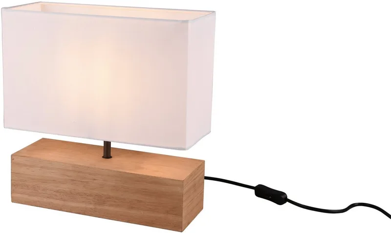 Tischleuchte Woody, Ein-/Ausschalter, ohne Leuchtmittel, Schnurschalter, Leuchtmittel tauschbar de Reality en Blanc – photo produit