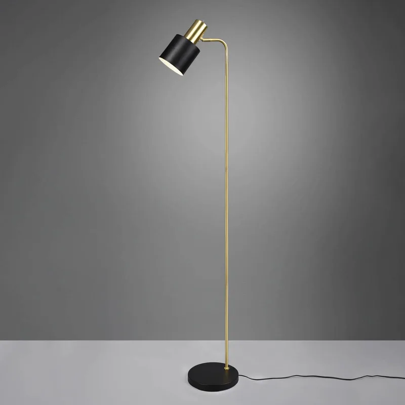Vloerlamp Adam, 1-lamp, zwart/goud von Reality in Mat zwart, Messing mat – Produktfoto