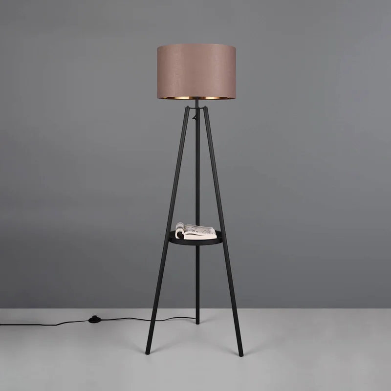 Vloerlamp Colette driebeenvoet, zwart/taupe fra Reality i Sort, Taupe – produktbillede
