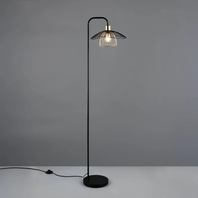 Vloerlamp Lauris, matzwart, hoogte 155 cm, metaal, E27 van Reality in Zwart mat – productfoto