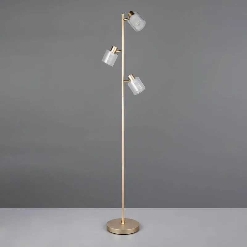 Vloerlamp Neralo, goudkleurig, metaal, hoogte 154,5 cm, E14 von Reality in Gold, Transparent, Weiß – Produktfoto